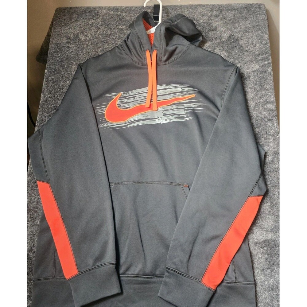 Nike Hoodie Mens M Black Therma-Fit Sweatshirt Pockets Pullover Breathable